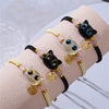 Handmade Lucky FU Blue Big Eye Black Cat Bracelets for Couples Women Men Cartoon Animal Braided Bracelets Set Jewelry Gifts - Image 4