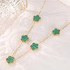 Gold Plated Stainless Steel Necklace Woman Five Leaf Petals Double Sided Necklaces for Women Pendant Flower Clover Jewelry - Image 11