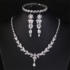 Brilliant Zirconia Leaf Necklace Earrings Rings Bracelets Set for Women CZ Drop Bridal Wedding Jewelry Sets - Image 14