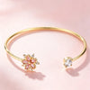 Cute Plant Pink Cherry Flower Bracelet Gold Color Small Zircon Stone Charm Open Adjustable Bracelets For Women Wedding Jewelry - Image 5