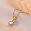 Classic Green Red Stone Round Pendant Clavicle Necklaces For Women Antique Gold Color White Zircon Wedding Engagement Choker CZ - Image 6