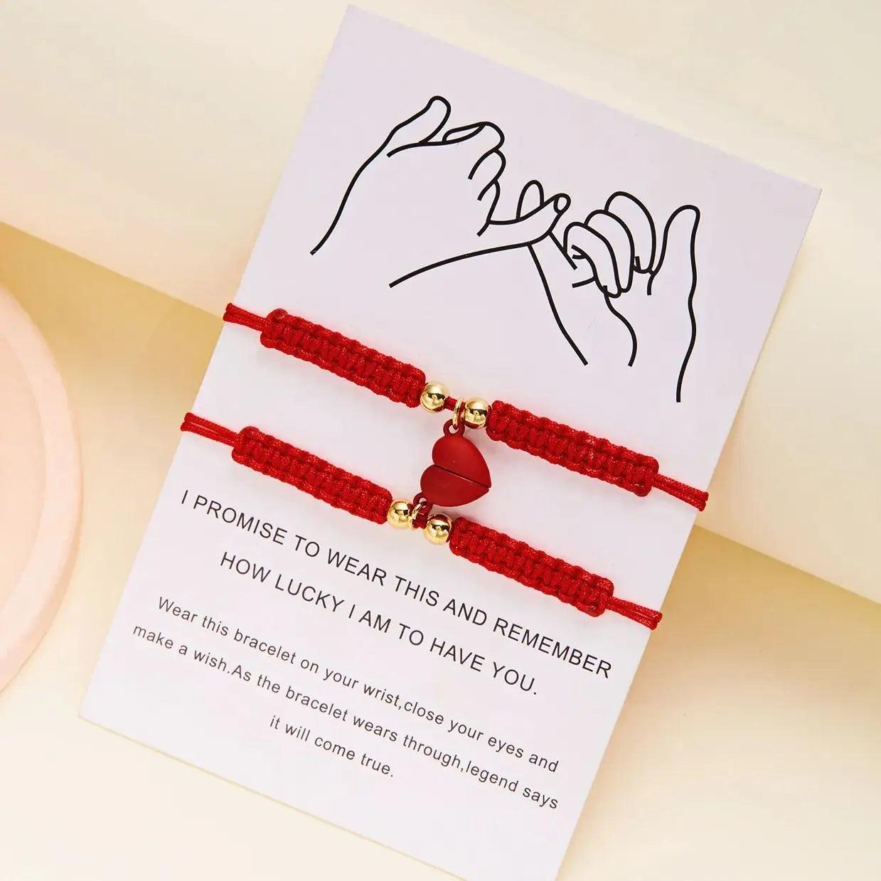2 Pcs Simple Lucky Red Rope Braided Bracelet for Women Men Romantic Heart Magnetic Couple Matching Bracelets Friendship Jewelry - Image 1