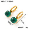 Stainless Steel Colorful Double White Black Square Stone Drop Earring Gold Plated Earrings For Women Jewelry - Image 5