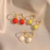 French Vintage Elegant Enamel Square Pendant Earrings Simple Accessories for Jewelry Girls Womens Dangle Earrings - Image 3