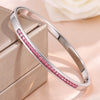 Buling Pink Crystal Zirconia Stainless Steel Bracelet for Women Versatile Stackable Jewelry Bangle Gift - Image 9