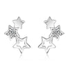 Silver Star Pendant Necklace Crystal Earrings Chain Bracelets Jewelry Sets For Women - Image 5