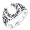 Women Rings Silver Sparking Zirconium Ring Horseshoe Retro Curly Grass Pattern Wedding Rings For Jewelry Gift - Image 1