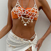 KunJoe Hollow Net-like Imitation Pearl Chest Chain Waist Chain Summer Beach Conch Starfish Pendant Tassel Bikini Body Jewelry - Image 2