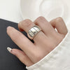 Silver Rings For Women Geometric Jewelry Finger Adjustable Retro Strip Ring For Party Birthday Gift - Image 5