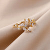 Gemstone Flower Stainless Steel Rings Zircon Adjustable Ring Women Wedding Anti Fading Jewelry Vacation Accessories Gift - Image 5