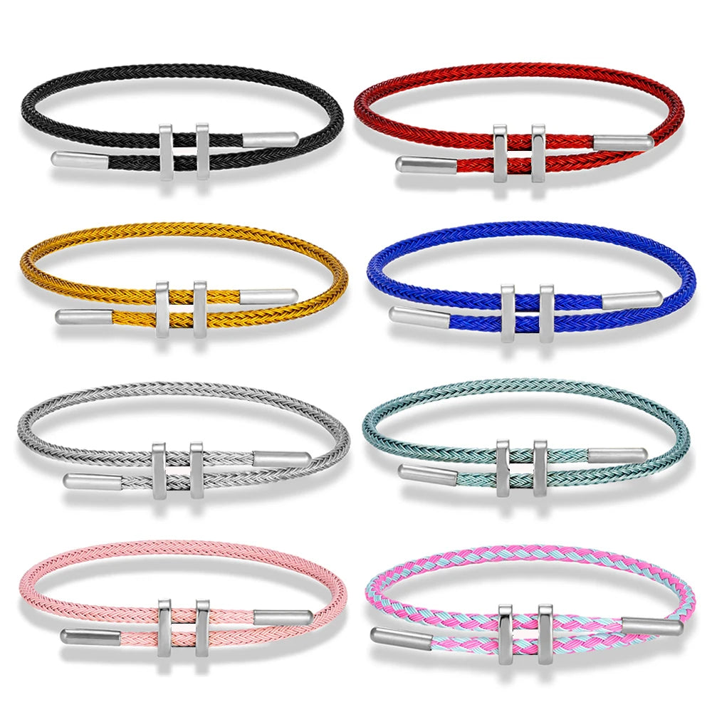 Multicolor Charm Adjustable Bracelet No Fade Stainless Steel Wire Rope Bracelet for Men Women Jewelry - Image 1