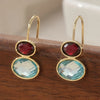 Simple Gold Color Metal Inlaid CZ Stones Pendant Earrings Oval Geometric Personality Dangle Earrings For Women - Image 4