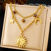 316L Stainless Steel Golden Starfish Moon Sun Shaped Pendant Necklace For Women Romantic Neck Chain Holiday Gift - Image 7