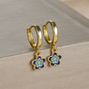 2PCS Stainless Steel Hoop Earrings for Women Girls Colorful Enamel Flowers Pendant Small Huggie Earring Piercing Jewelry - Image 10
