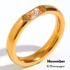 Gold Plated Shiny 12 Colors Birthstone Ring Stainless Steel Gold Plated Zircon Rings Zodiac ConstellationFor Women - Image 8