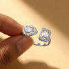 Silver Sparkling Zircon Water Drop Square Geometry Adjustable Rings for Women Gift Party Jewelry Gift - Image 1