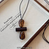Vintage Irregular Hollow Wooden Heart Geometric Pendant Long Sweater Chain Necklace for Women Charms Jewelry - Image 8