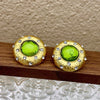 Vintage Style Green Crystal Sparkling Round Earrings Exaggerated Style Earrings - Image 2
