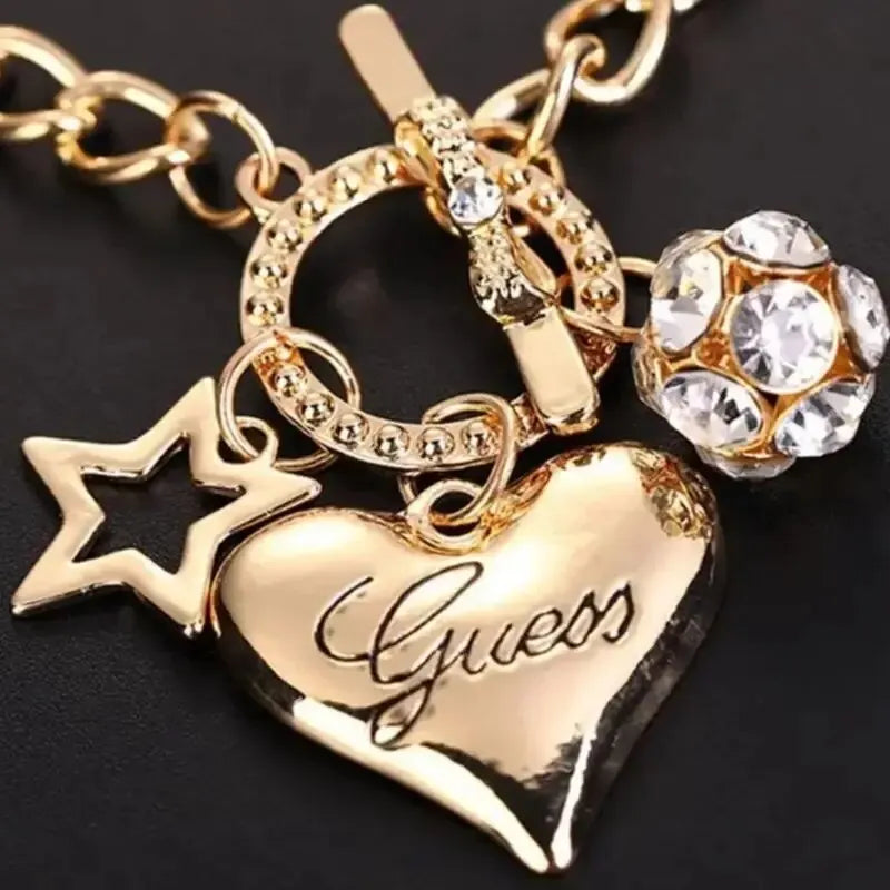 Big Heart Charm Hallowout Star Fire Ball Bracelet For Women Imitation Pearl Cute Charm Lock Closure Women Bracelet Jewelry - Image 1