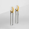 Gold Silver Color Double Loop Design Square Long Hoop Earrings Removable Punk Hip Hop Round Huggie Jewelry for Women - Image 1