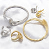 Golden Plated Brass Bracelet With Zirconia Earrings And Ring Collection Style Ladies Jewellery - Image 2