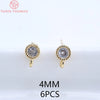 (2607) 4MM 6MM 7MM 8MM Gold Color Brass with Zircon Hooks Hole Round Stud Earrings Pins Jewellery Accessories Wholesales - Image 22