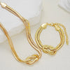 Double Layer Knot Necklace Bracelet Set For Women Gold Color Snake Chain Choker Twisted Chunky Jewelry Accessories - Image 2