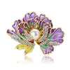 Pearl Accent Peony Flower Brooch with Rhinestone Details - Image 5