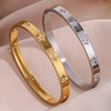 Yupsk 2pcs Star Design Stainless Steel Open Bracelet Shiny Cubic Zirconia Decorated Cuff Bangle Colorfast Jewelry Gift - Image 4