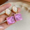 Purple Square Resin Dangle Earrings for Women White Oval Asymmetric Blue Geometry Drop Earrings Party Personality Jewelry - Image 1