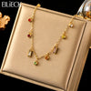 316L Stainless Steel Geometric Pendant Necklace with Colorful Crystal Accents - Image 1