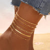 Seven-Piece Anklet Set with Beads and Starfish Charms - Image 3