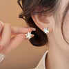 Design Inspired Pearl Pentagram Star Micro Inlaid Zircon Stud Earrings Sweet and Elegant Jewelry Accessories for Women in - Image 2