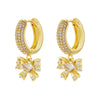 Pearl Heart Hoop earrings 4 lines Cubic zirconia women huggie earrings Sweet Bow drop earrings - Image 7