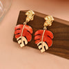 Creative Green Resin Leaf Hollow Pendant Earrings for Women Gold Color Ginkgo Leaf Personality Earrings Party Jewelry - Image 8