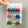 9Pair/Set Acrylic Small Chunky Waterdrop Earrings Dupes for Women Matte Colorful Dome Tear Drop Earring Hoops Jewelry - Image 11