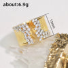 Gold Color Cubic Zirconia Ring for Women Modern Wide Band Finger Ring OL Style Female Jewelry - Image 6