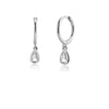 Water Drop Cubic Zirconia Hoop Earrings in Gold Tone or Silver Tone - Image 5
