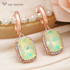 Elegant Rectangle Crystal Dangle Earrings For Women Wedding Rose Gold Color Cubic Zirconia Jewelry - Image 5