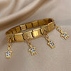 Inlaid Zircon Starfish Turtle Pendant Stainless Steel Cuff Bracelet Bangle For Women Elastic Adjustable Jewelry - Image 11