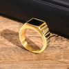 Retro Black Stone Signet Ring for Women, Gold Color Stainless Steel Statement Ring, Polished Square Jewelry Gift - Image 2