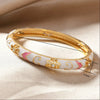 Multicolor Enamel Flower Cuff Bracelet in Gold-Tone - Image 5