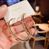 Female Big White Round Hoop Earrings Gold Color Color Wedding Earrings Double Zircon Stone Earrings For Women - Image 4