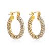 Cubic Zirconia Huggie Hoop Earrings in Gold-Tone Stainless Steel - Image 37