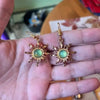 Bohemian Sun Earrings for Women, Vintage Gold Pendant with Green Stone, Gothic Cold Wind Ear Hook Jewelry - Image 6