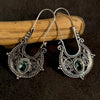 Caved Pattern With Zircon Decor Dangle Earrings Bohemian Ethnic Style Zinc Alloy Silver Plated Jewelry Tourism Souvenir - Image 3