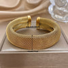 Greatera 18mm Wide Mesh Weave Stainless Steel Open Bracelet Simple Dense Line Embossed Chunky European American Bangle Jewelry - Image 6