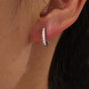 Silver Zirconia Huggie Hoop Earrings for Women Girls Sparkling Round CZ Wedding Engagement Party Jewelry Gift - Image 3