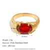 Strong Prong Setting Oval Cutt Zircon Shiny Green Red Stone Ring Stainless Steel Gold Plated Rings For Women - Image 10