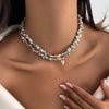 Two-Piece Irregular Bead Necklace Set with Heart Pendant - Image 2